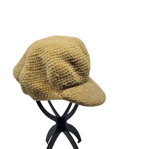 Vintage Inspired Camel Chenille Knit Beret Hat Winter Accessory City Classic